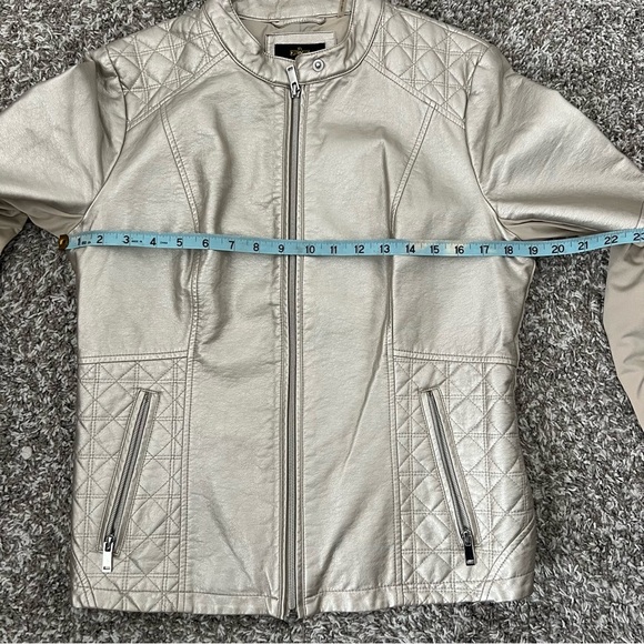 Warrior by Danica Patrick Metallic Faux Leather Jacket Size Large - Picture 9 of 11